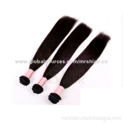 Human hair extension, virgin, yaki straight weave, natural color